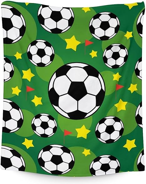 Mercuryelf Soccer Blanket Gifts, 60"x80" Funny Football Throw Blanket for Boys Mens, Cozy Lightweight Fleece Plush for Sofa Bed Room Decor