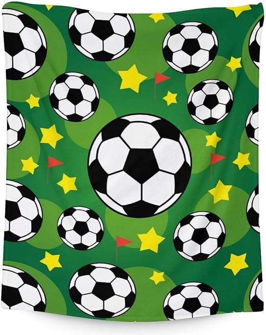 Mercuryelf Soccer Blanket Gifts, 60"x80" Funny Football Throw Blanket for Boys Mens, Cozy Lightweight Fleece Plush for Sofa Bed Room Decor