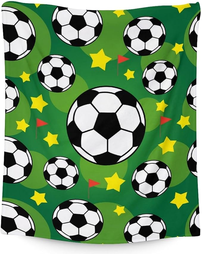 Mercuryelf Soccer Blanket Gifts, 60"x80" Funny Football Throw Blanket for Boys Mens, Cozy Lightweight Fleece Plush for Sofa Bed Room Decor