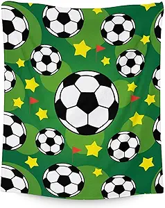 Mercuryelf Soccer Blanket Gifts, 60"x80" Funny Football Throw Blanket for Boys Mens, Cozy Lightweight Fleece Plush for Sofa Bed Room Decor