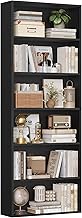 FirFurd Bookcase Shelf for Living Room, Bookcase with 6 Shelves, Storage Shelf, Wooden Bookcase, Multi-Purpose Cabinet for Kitchen, Office, Study, 60 x 23.5 x 180 cm (Black)