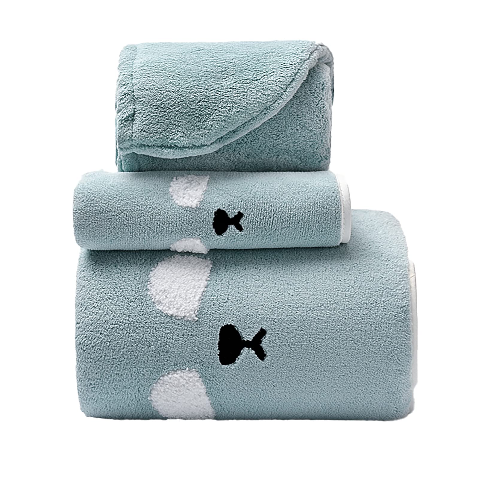 Serviettes de bain absorbantes polaire corail séchage rapide panda bleu lot de 3