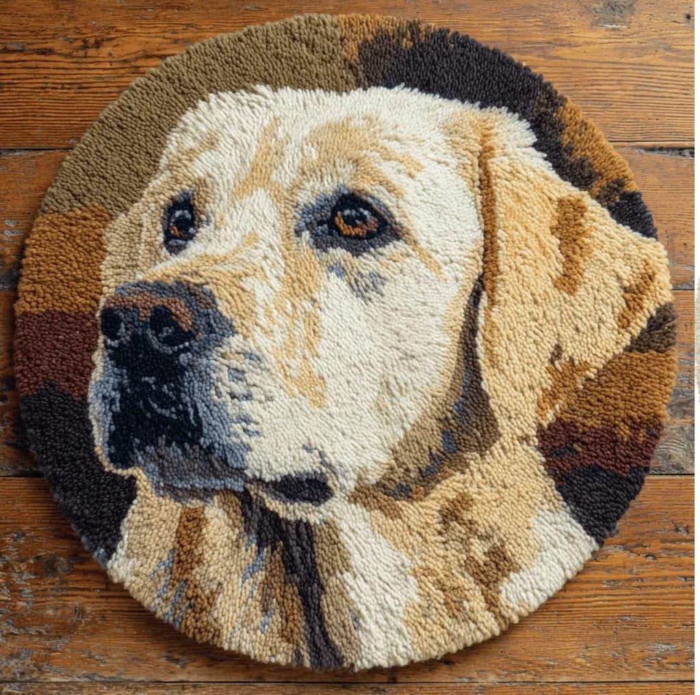 Round Latch Hook Rug Kits Labrador For Adults And Starter 50*50Cm
