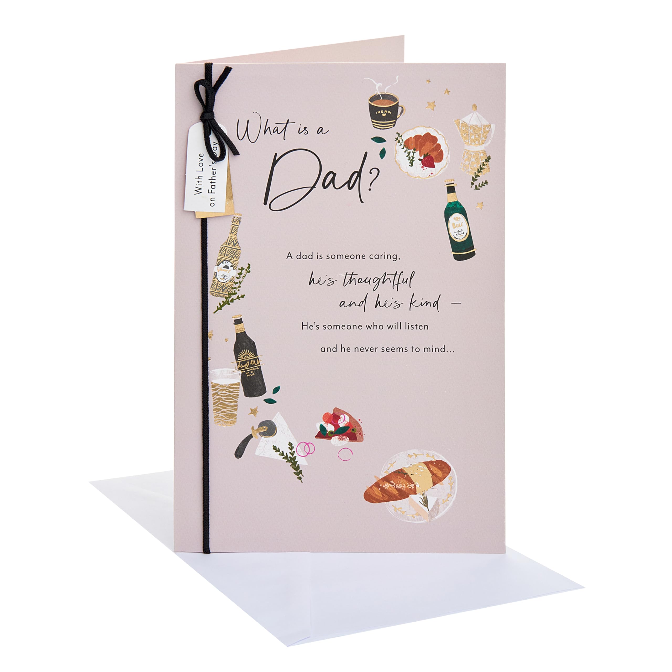 UK Greetings | Father's Day Card for Dad | Card for Dad, Grandad, Husband | Him, Boys, Men | Beer and Food Design | With Envelope | 16.5 x 25.4 cm