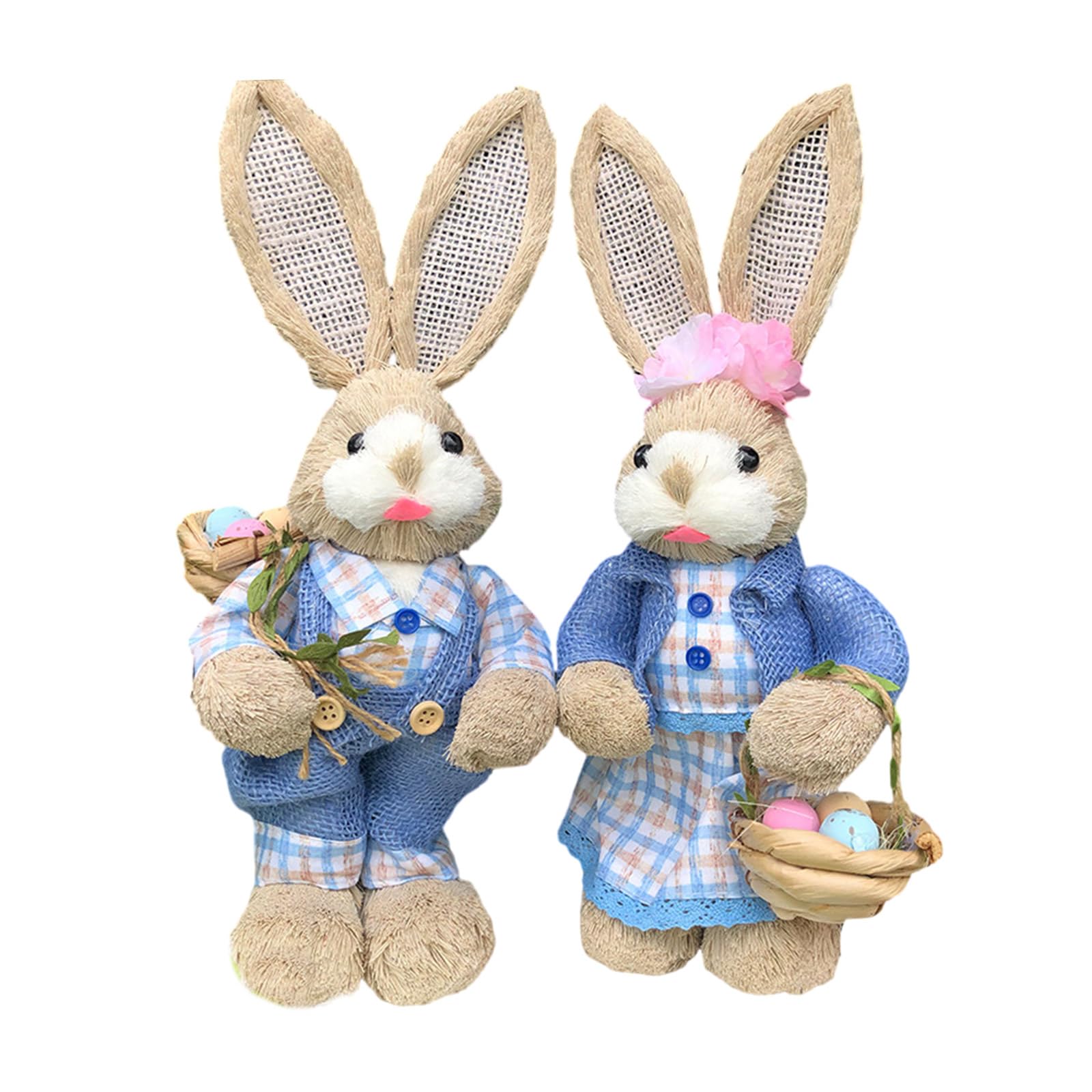 Fahoujs A 2Pcs Easter Straw Nimal Figurines Farmhouses Decorations Handcraft Straw Nimal Sculptures For Festival Table Display Decoration
