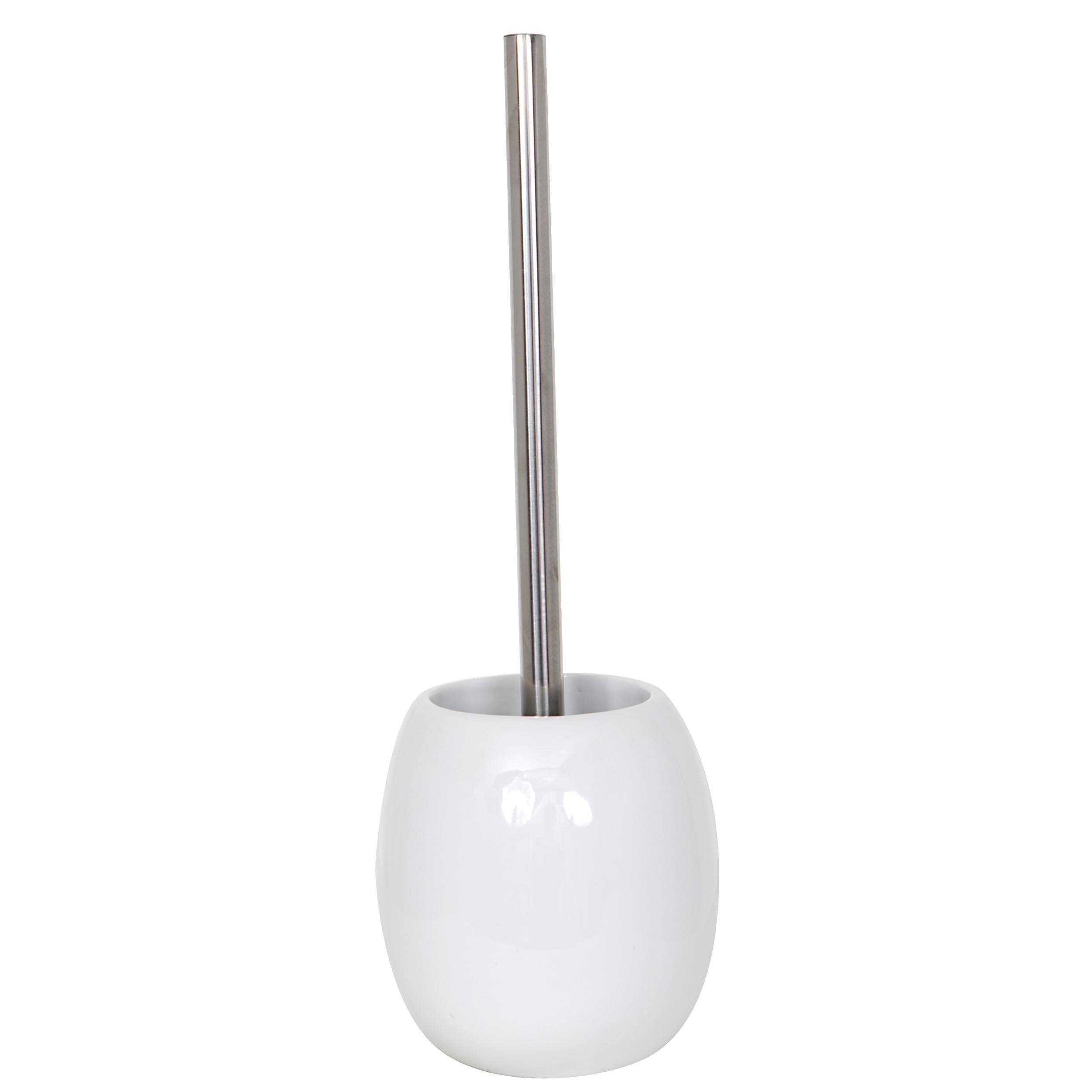 MSV - Brosse de WC Java - Brosse WC - 10 x 39 cm - Blanc - Design Moderne pour Salle de Bain - Manche Ergonomique - Tête Remplaçable pour Nettoyage Efficace