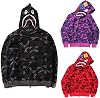 YEBIRAL Men's Bape Shark Hoodie Women's Hoodie 3D Camouflage Bape Hoodie Shark Head Shark Jacket Hip Hop Streetwear Pullover Unisex Loose Casual Sweat Jacket with Hood