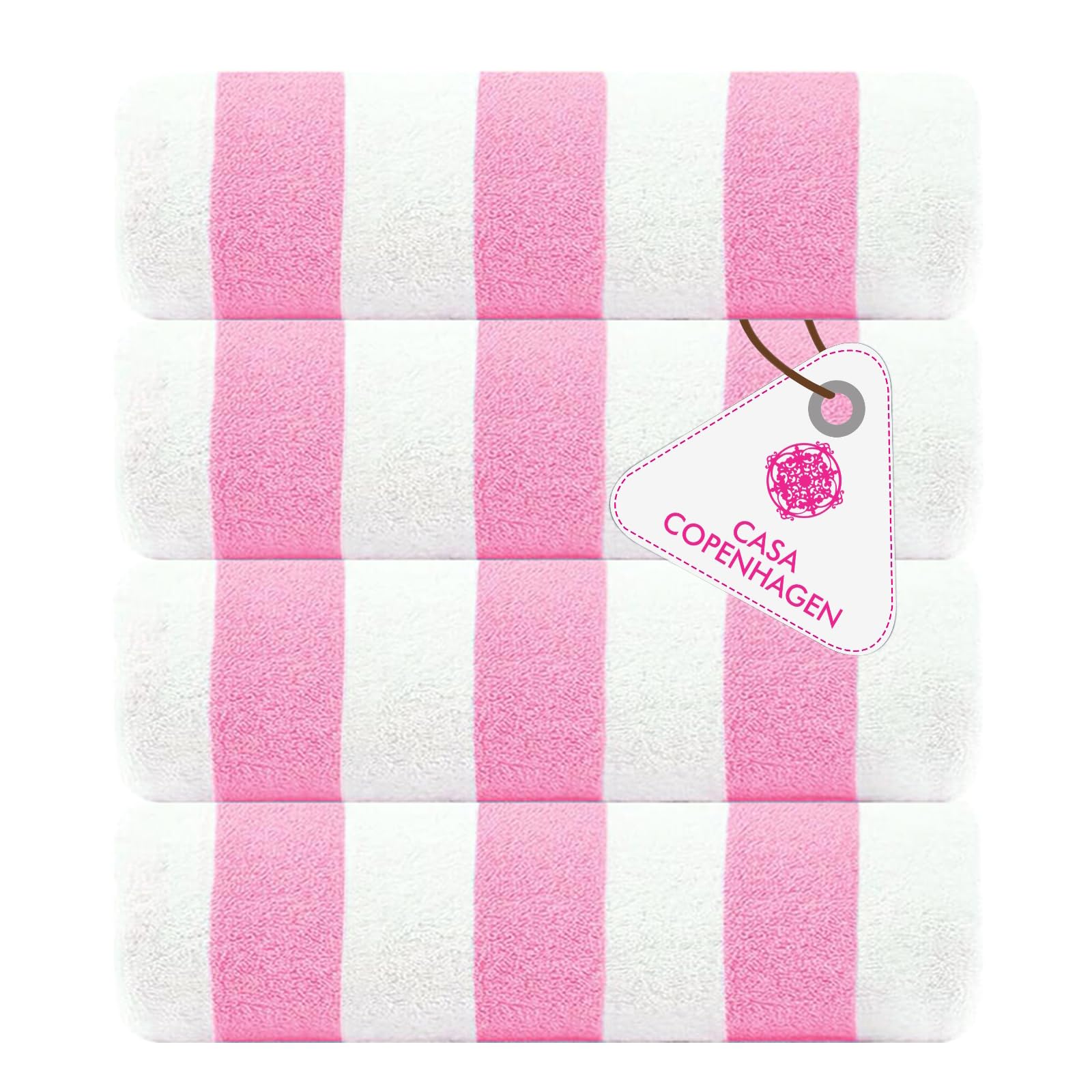 Casa Copenhagen Set Regalo 4 Toallas Playa algodón, 75x150cm,Rosa Delicada | Cabana – Toalla de piscina grande de 100 % algodón egipcio – 150 x 75 cm (set de regalo para mujer y hombre)