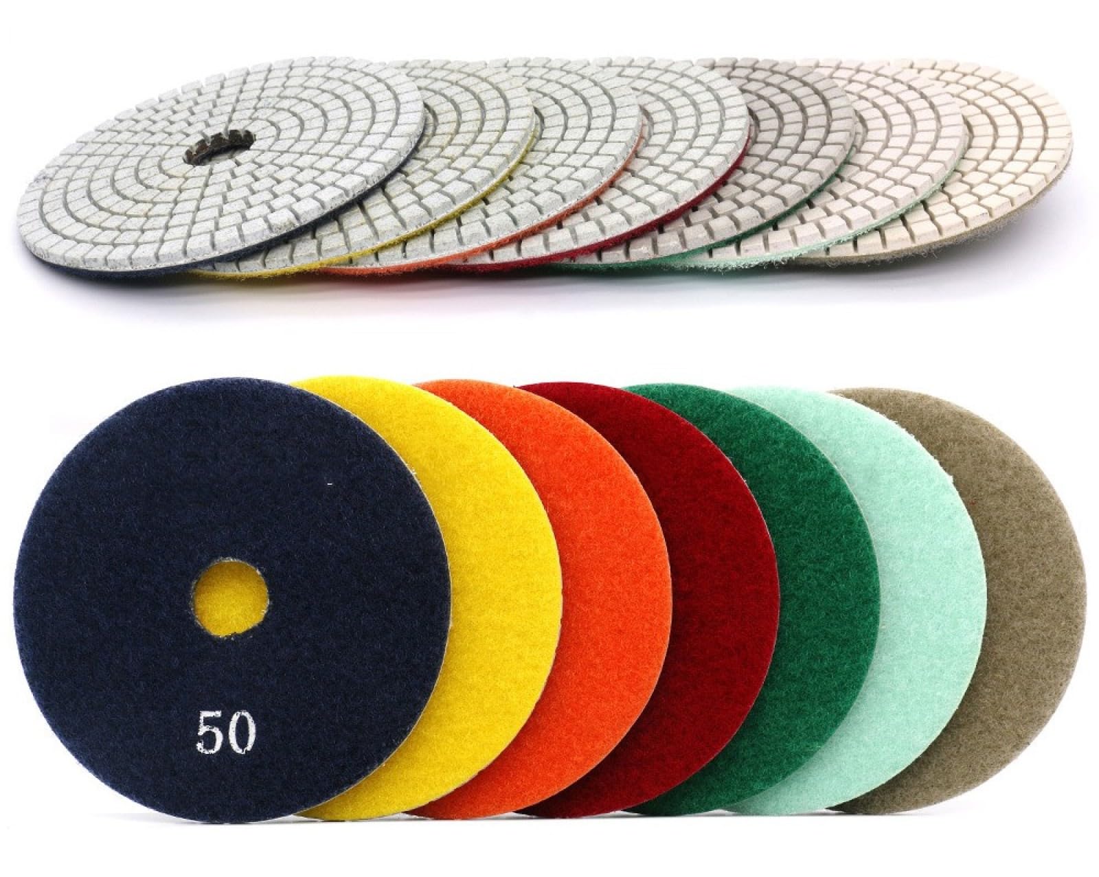 6 Uds., Almohadillas De Pulido De Diamante En Seco Y Húmedo De 4 ", Disco De Molienda Flexible Para Suelo De Hormigón, Pulido De Piedra, Enlace De Resina Blanca 50-3000#,Gris