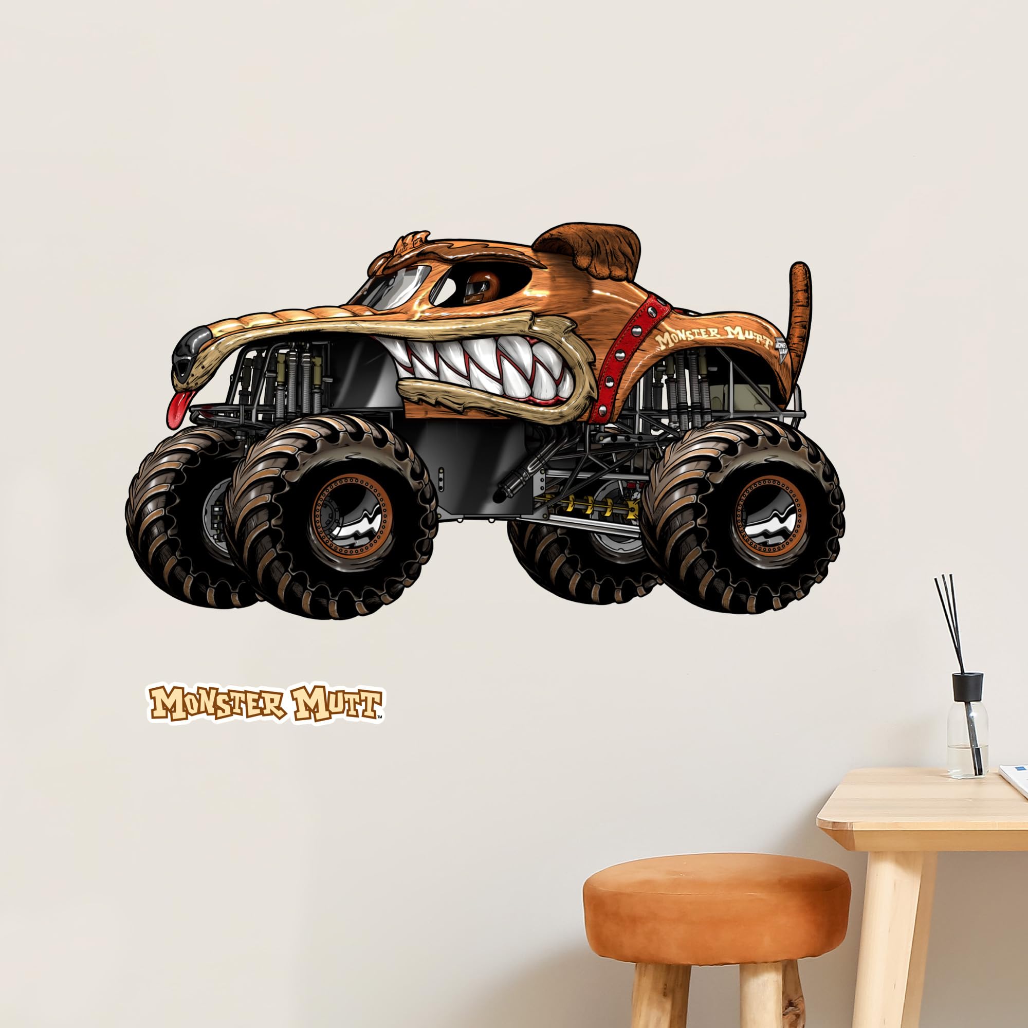 Monster Jam Wall Sticker - Monster Mutt Wall Decal Art (60cm Width x 35cm Height)