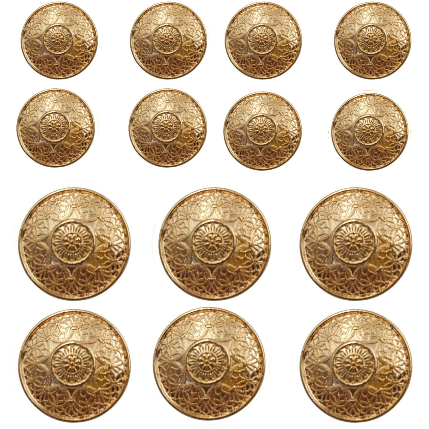 ani accessories Ani Accessories® Metal Golden Vintage Shank Button | for Coat | Blazer | Suit | Sherwani & Indian Dress | Sports Coat and Bandhgala | Double Breast (8 Small + 8 Big) Pack of 16-picture-56