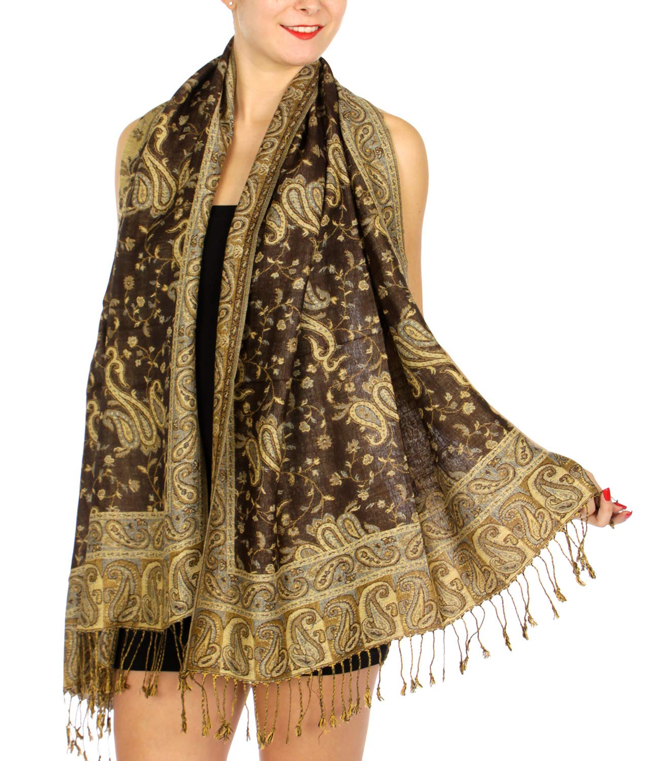 Fabulous Large Soft Double Layer Jacquard Paisley Print Pashmina Scarf Shawl