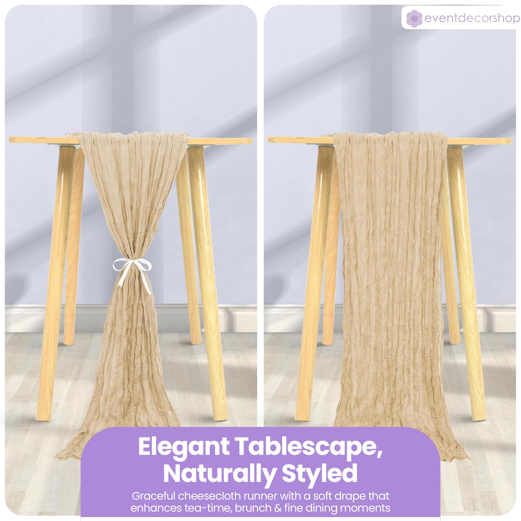 Event Decor Shop Lot de 10 chemins de table en étamine transparente - 90 x 400 cm - Polyester froissé - Pour salle à manger romantique, mariage, banquet, hôtel, restaurant et décoration d'intérieur