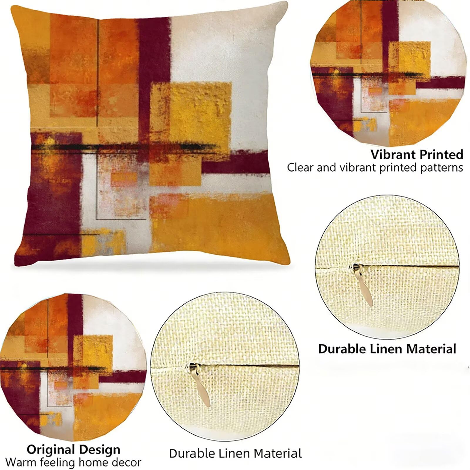 Housse de Coussin Canapé Couleur Orange 75x75cm Exterieur Impermeable RéTro Taie D'oreiller Décoratif Aesthetic Housse Coussin Decoration pour Chambre Sofa Jardin Balcon Terrasse Lot de 2. P-5027