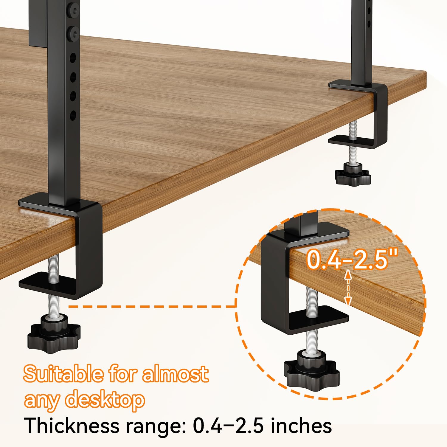 IBUYKE Clamp-on Tischregal, 58 cm großes Erweiterungsregal für Schreibtische, flexible Neupositionierung und verstellbares 2-stufiges AblageRegal für Schreibtischzubehör unter dem Schreibtisch TMZ010H