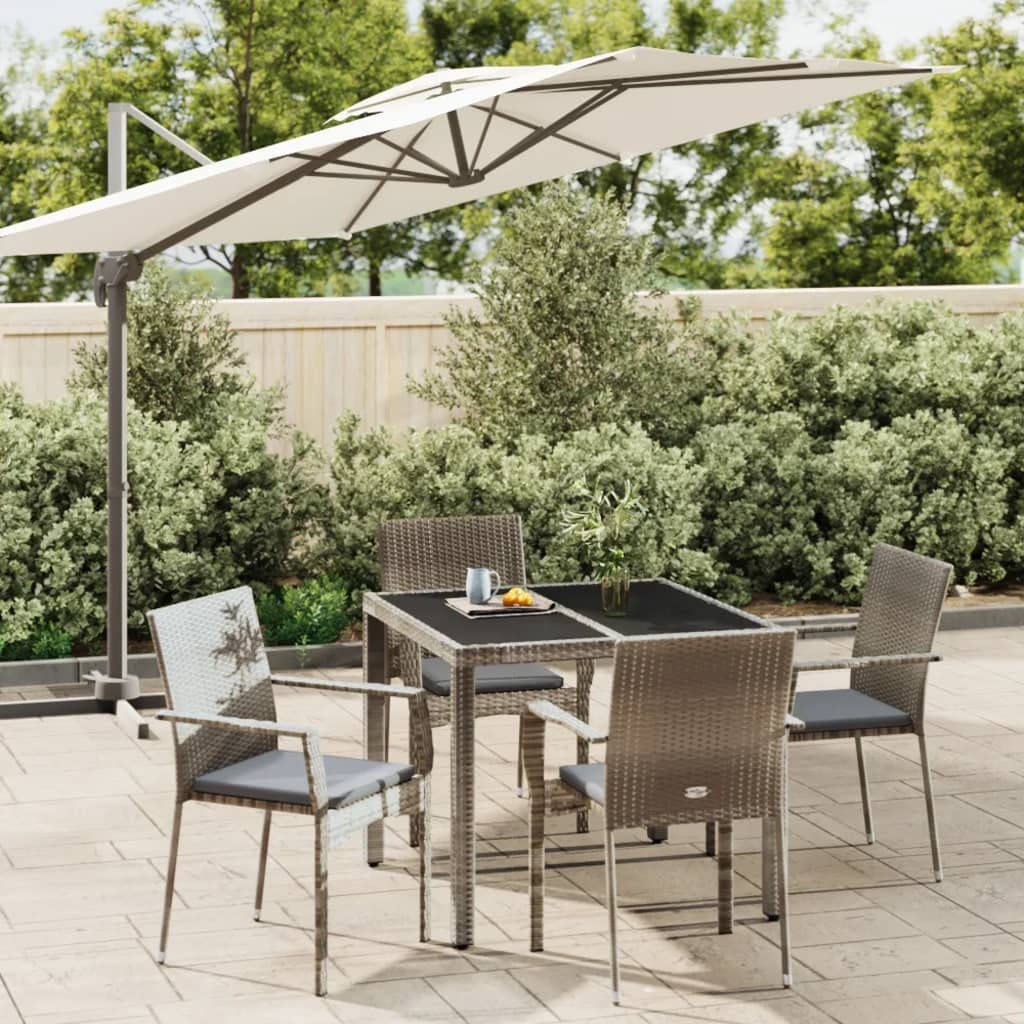 KCCKOM Garden Furniture Set 5 Piece Patio Dining Set with Cushions Gray Poly Rattan