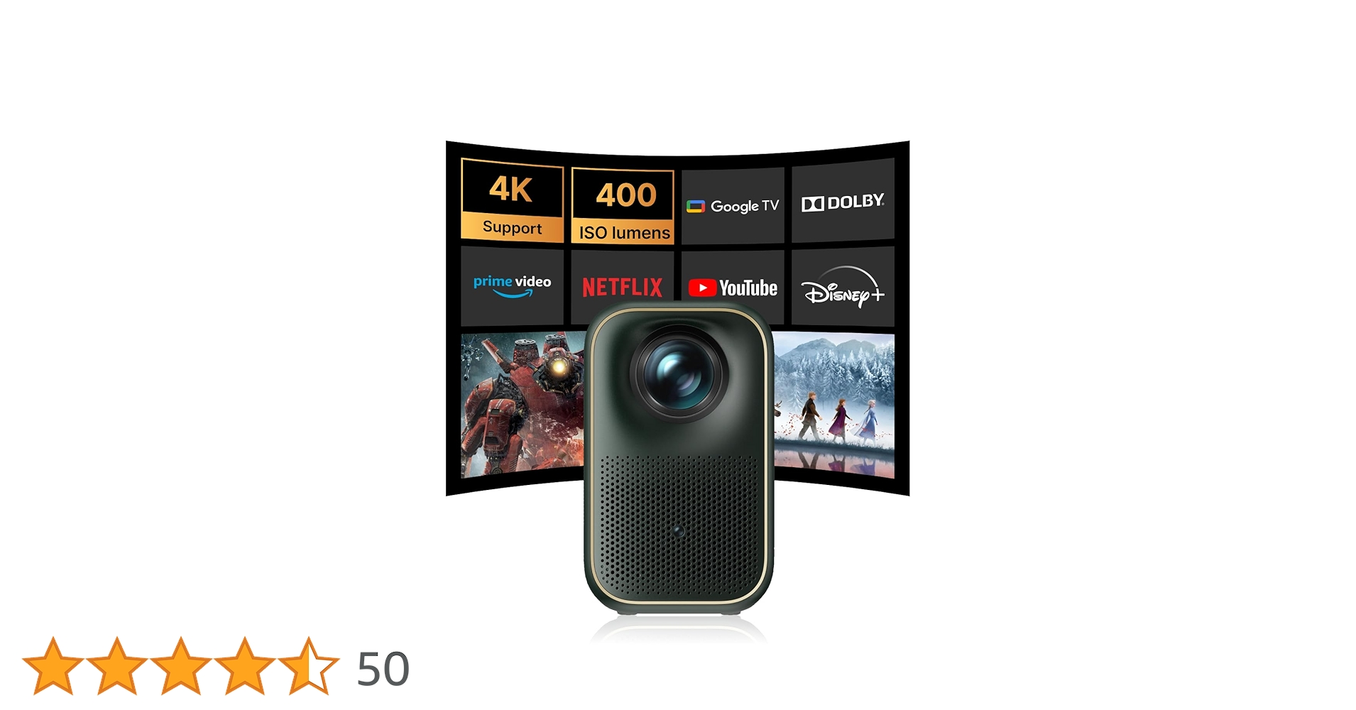Google TV]Xming Page One Movie Projector with WiFi6 and