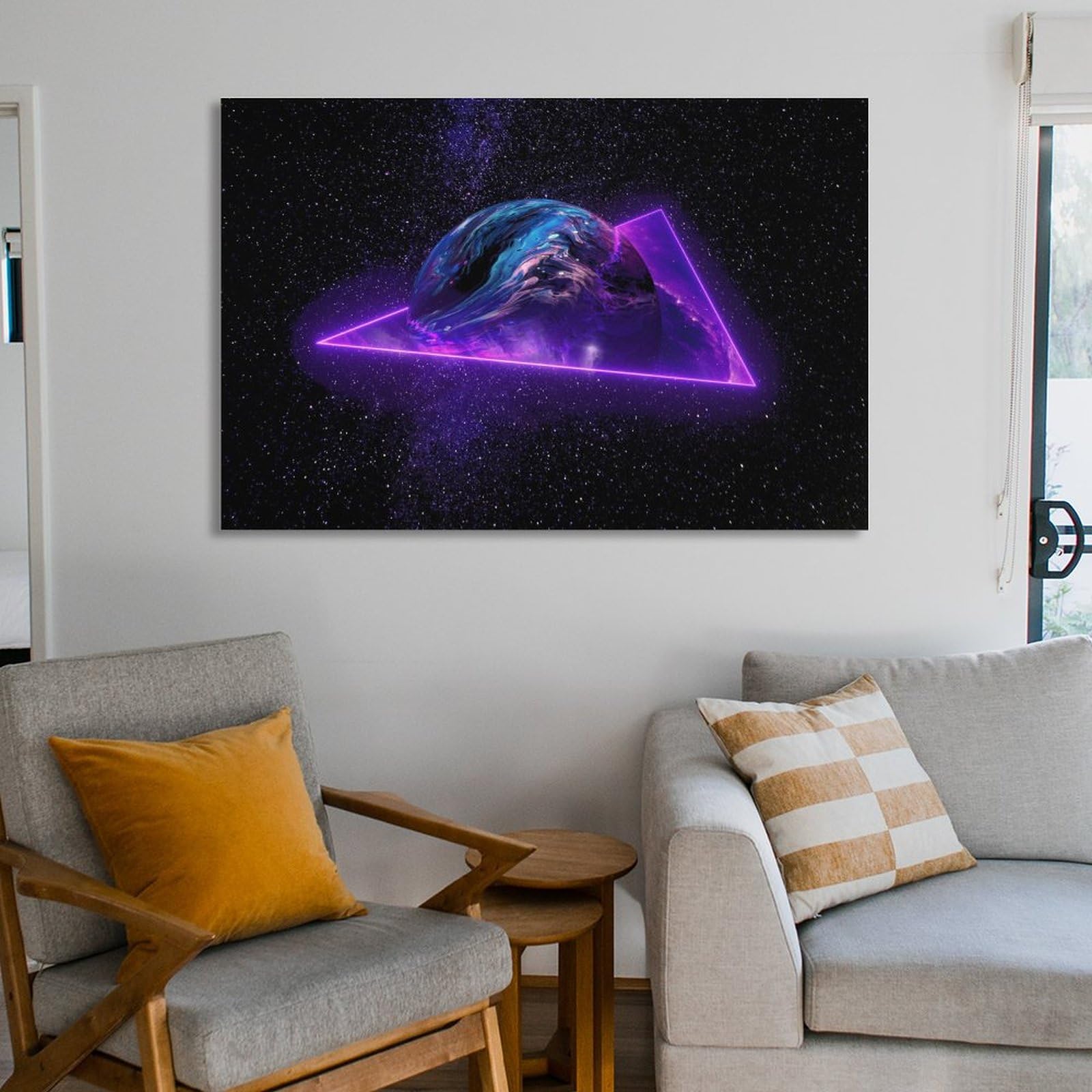 Amazon.co.jp: 絵画 宇宙の三角形と惑星インテリア 絵画 宇宙SFアート