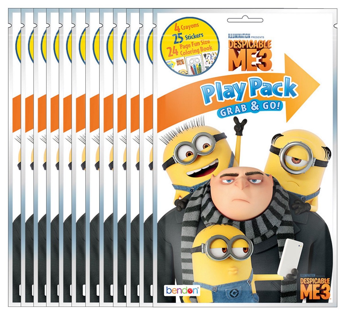 Despicable Me12 Grab and Go Play Packs (Each Pack: 4 Crayons, 25 Stickers, 24 Page Coloring Book) - Activity Set - For Kids, Little Kids