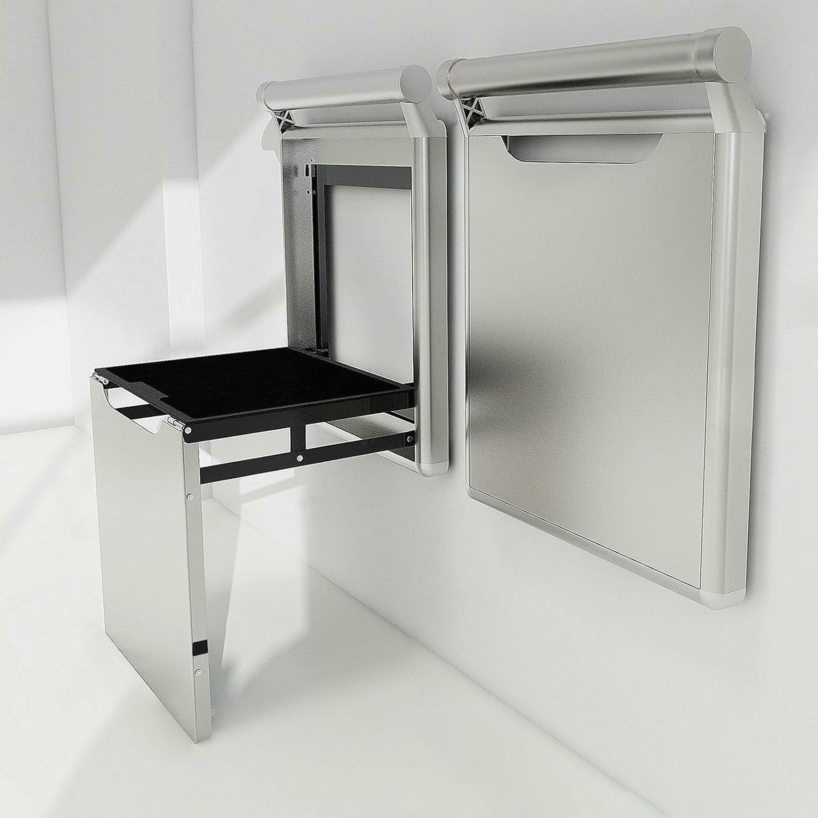 Foldable Metal Wall-Mounted Shoe Changing Stool with Soft Pad - Multifunctional Hidden Footstool Chair, Space-Saving Invisible Pull-Out Bench for Entryway and Home Use