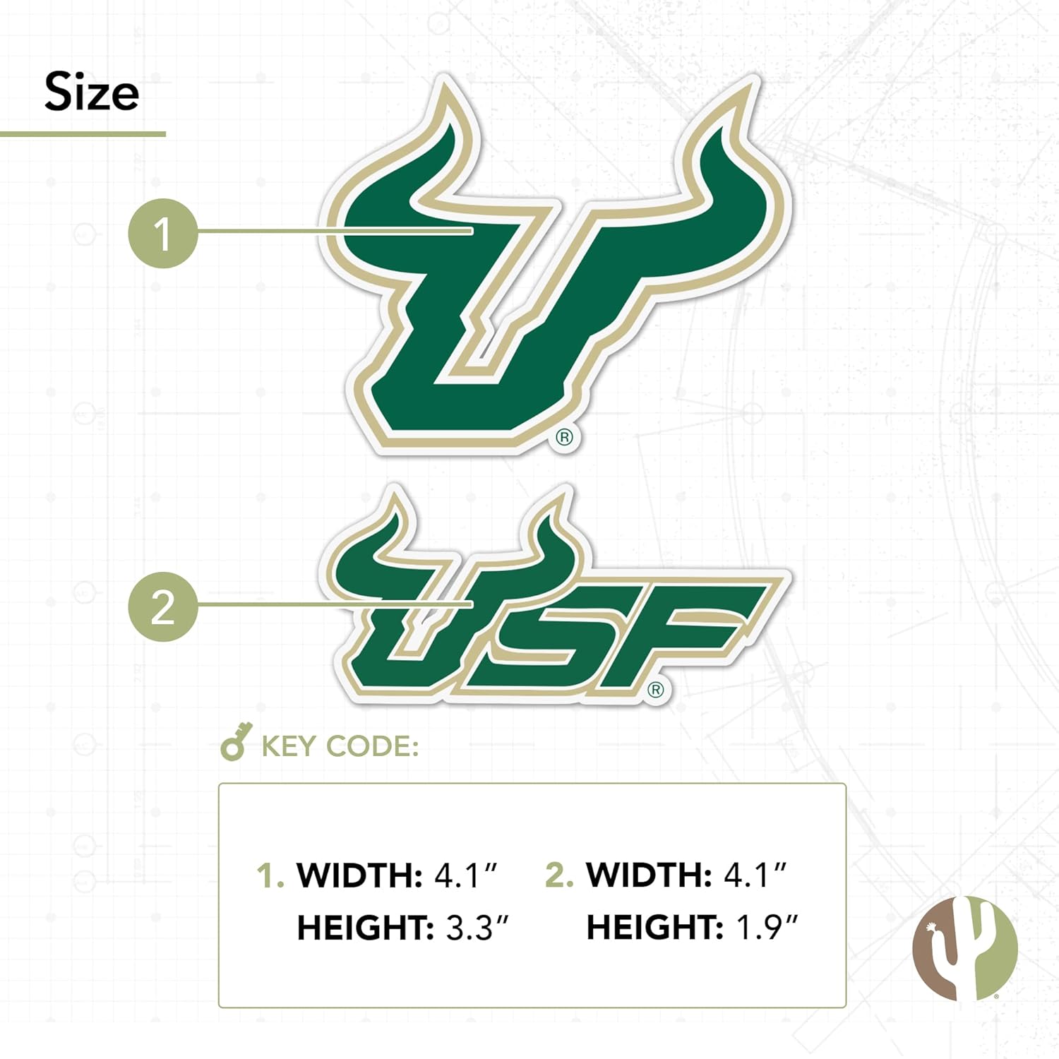 Desert Cactus University of South Florida Sticker USF Bulls Vinyl Decal Laptop Water Bottle Car Scrapbook (4 Inch Set V1) - Image 4
