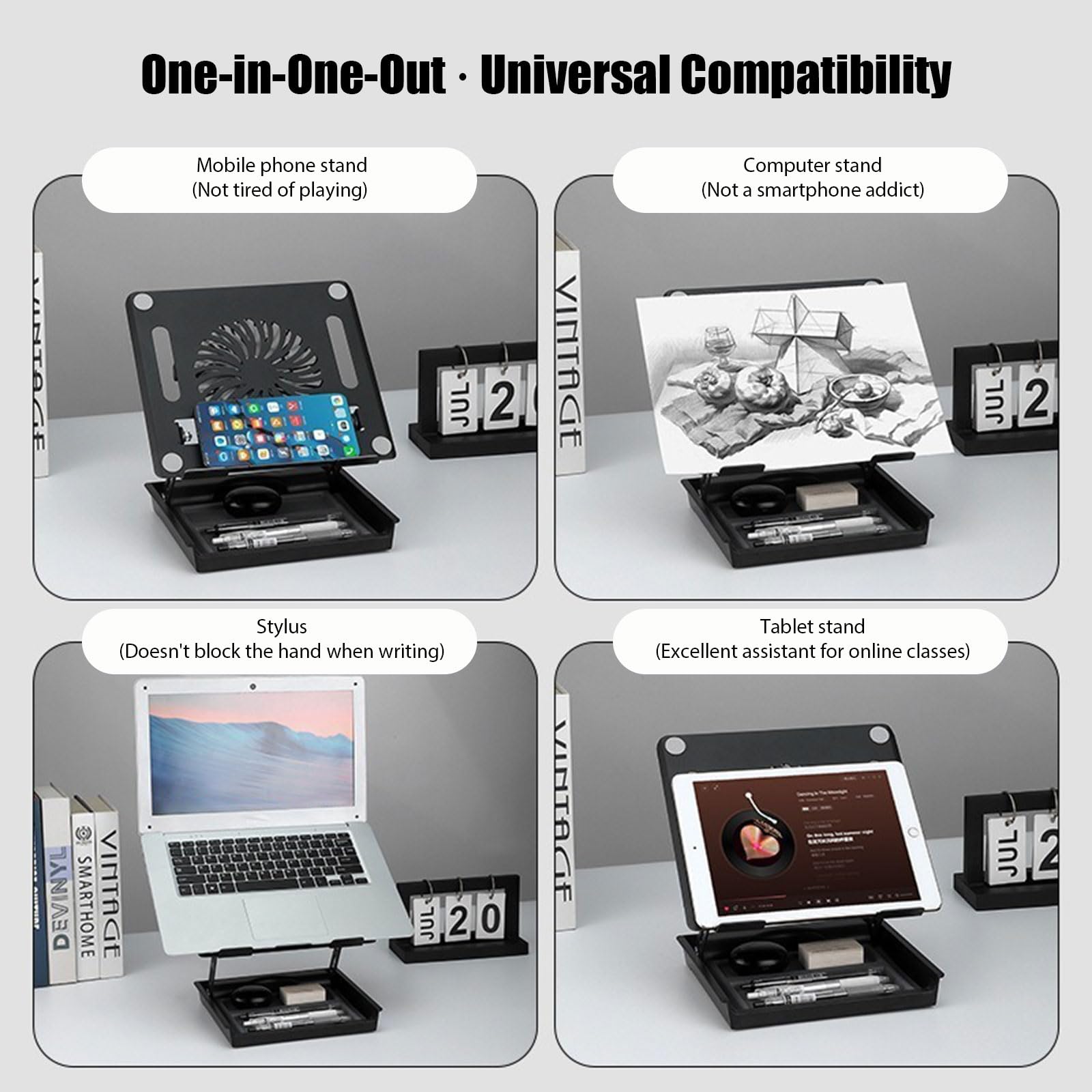 Supporto per computer con altezza regolabile e raffreddamento integrato per installazione professionale Uffici Laptop Cooling Stand