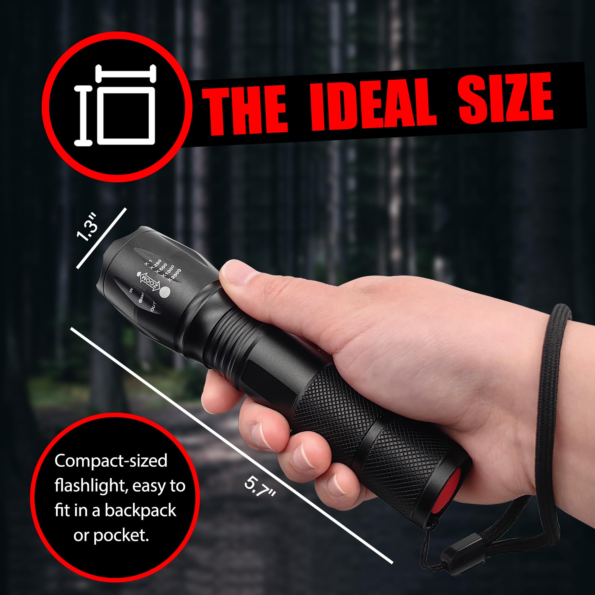 Ploarnovo LED Tactical Flashlights - High Lumen, Single Mode, Zoomable Beam, Mini Flashlights for EDC and Emergency Use (4)