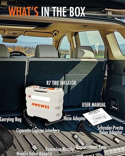 Miniatura 6 de Compresor de aire portátil para inflado de neumáticos, bomba de aire de 150 PSI para neumáticos de automóvil, bomba automática de inflado rápido de