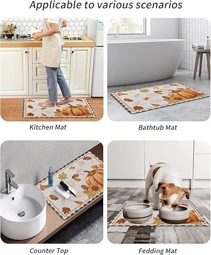 Miniatura 6 de Tapete de baño de calabaza de Acción de Gracias para bañera, antideslizante, de secado rápido y absorbente, tierra de diatomeas, cocina, ducha,