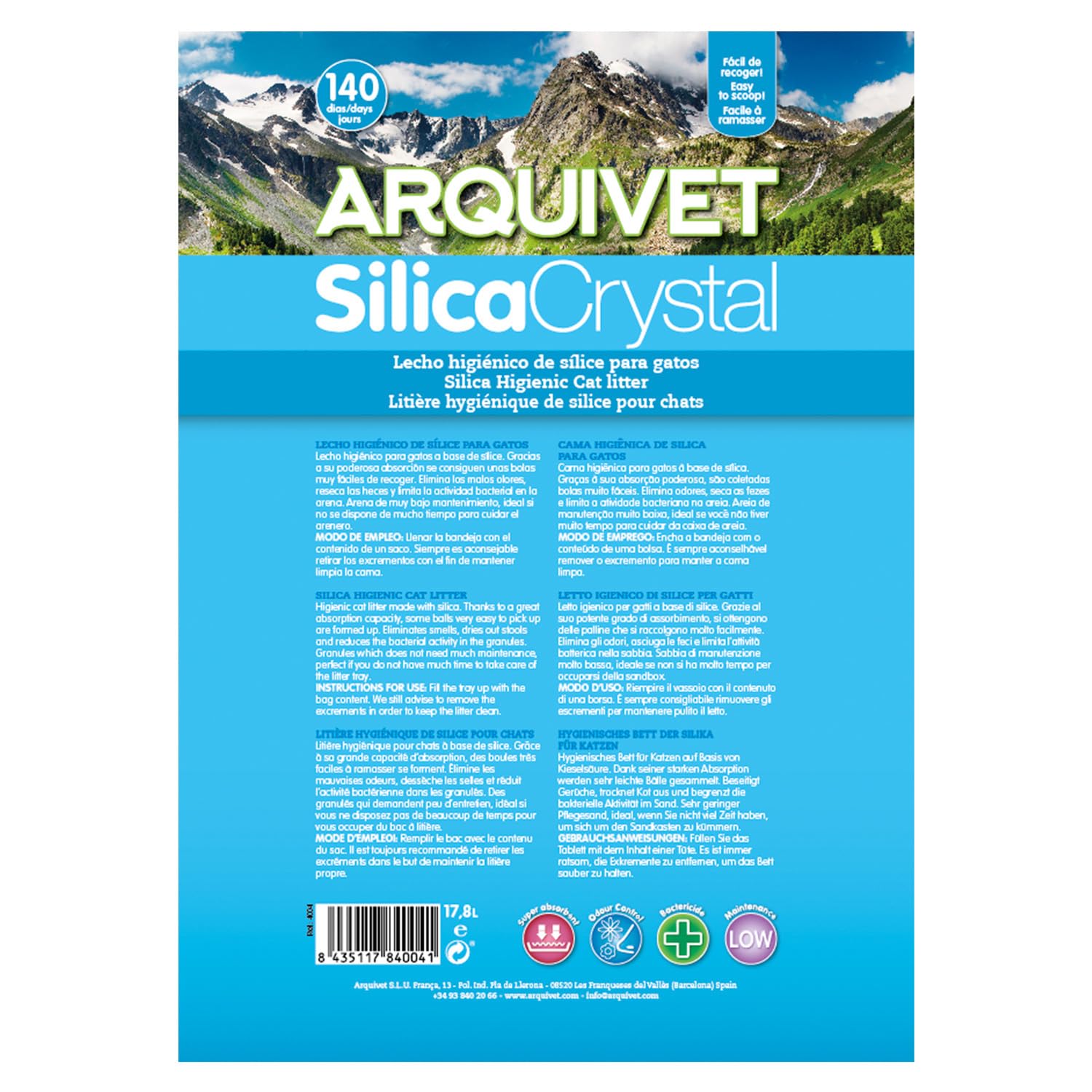 Arquivet, Arena Gato Silica Crystal 17,8 L