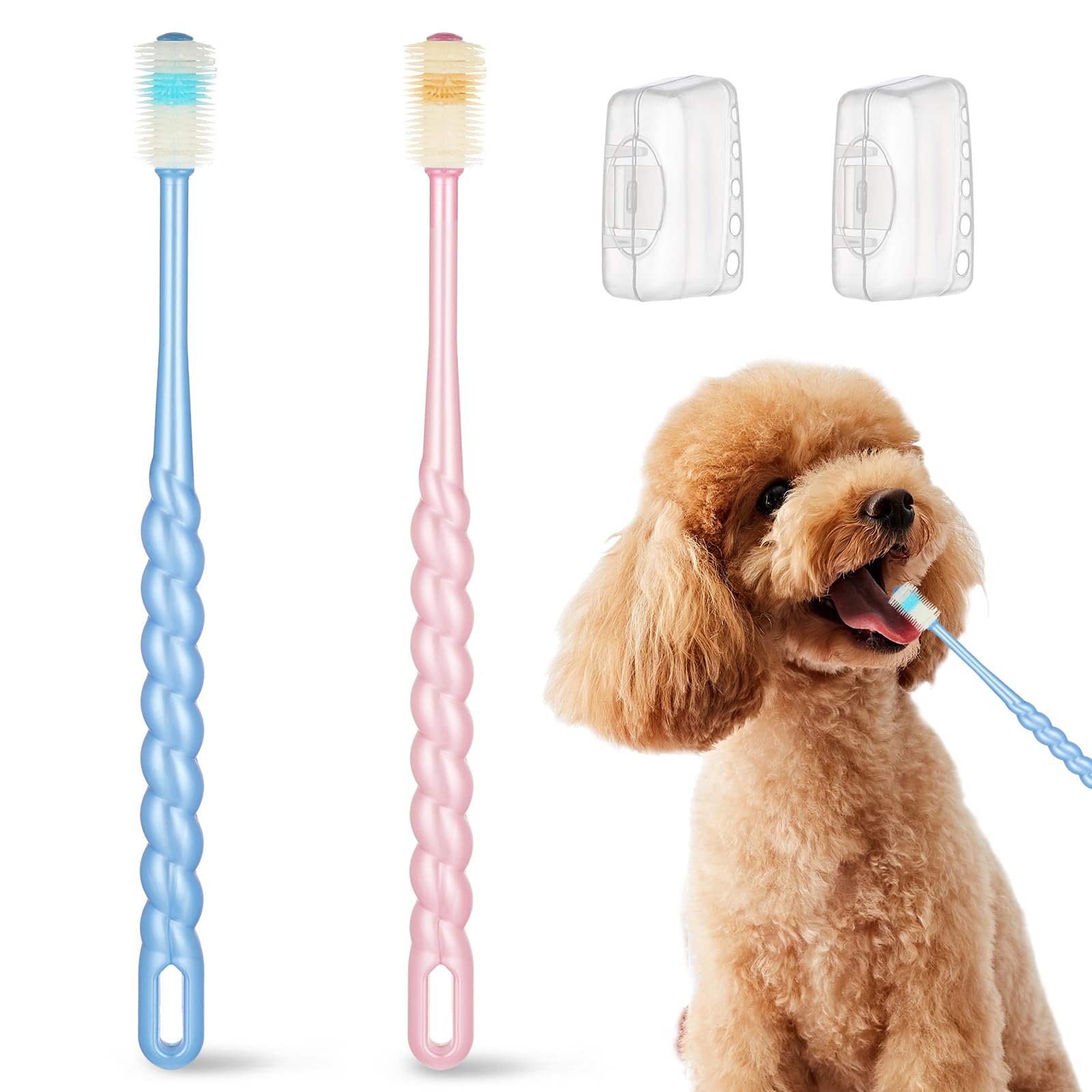 2 Pcs Small Dog Toothbrush Cat Tooth Brush 360-Degree Soft Pet Toothbrush for Small Dog Puppy Kitten Cat