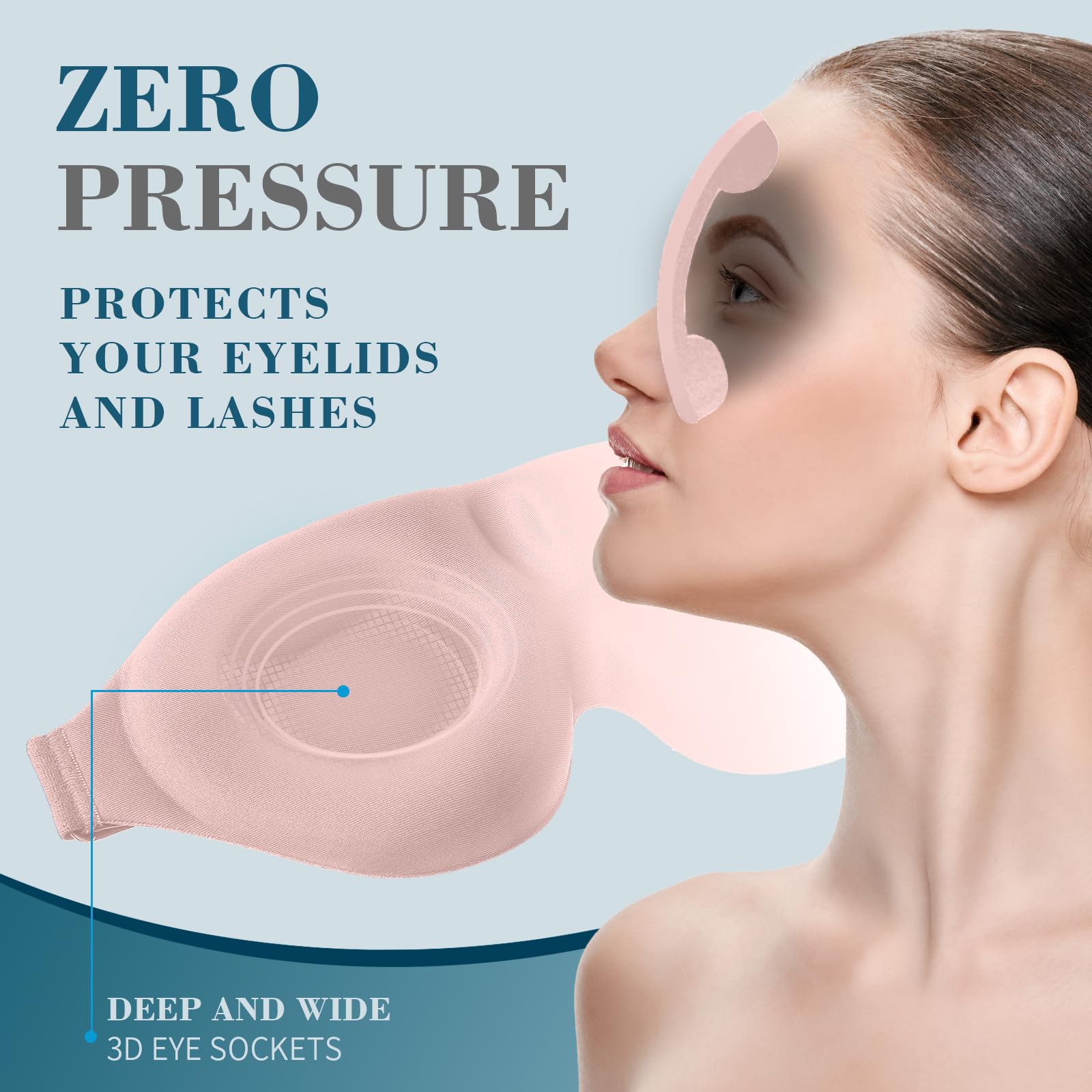 ZGGCD Sleep Mask for Side Sleeper, Light Blocking Sleeping Eye Mask for Women Men, 3D Contoured Cup Night Blindfold, Luxury Eye Cover Eye Shade with Adjustable Strap for Travel, Nap, Pink