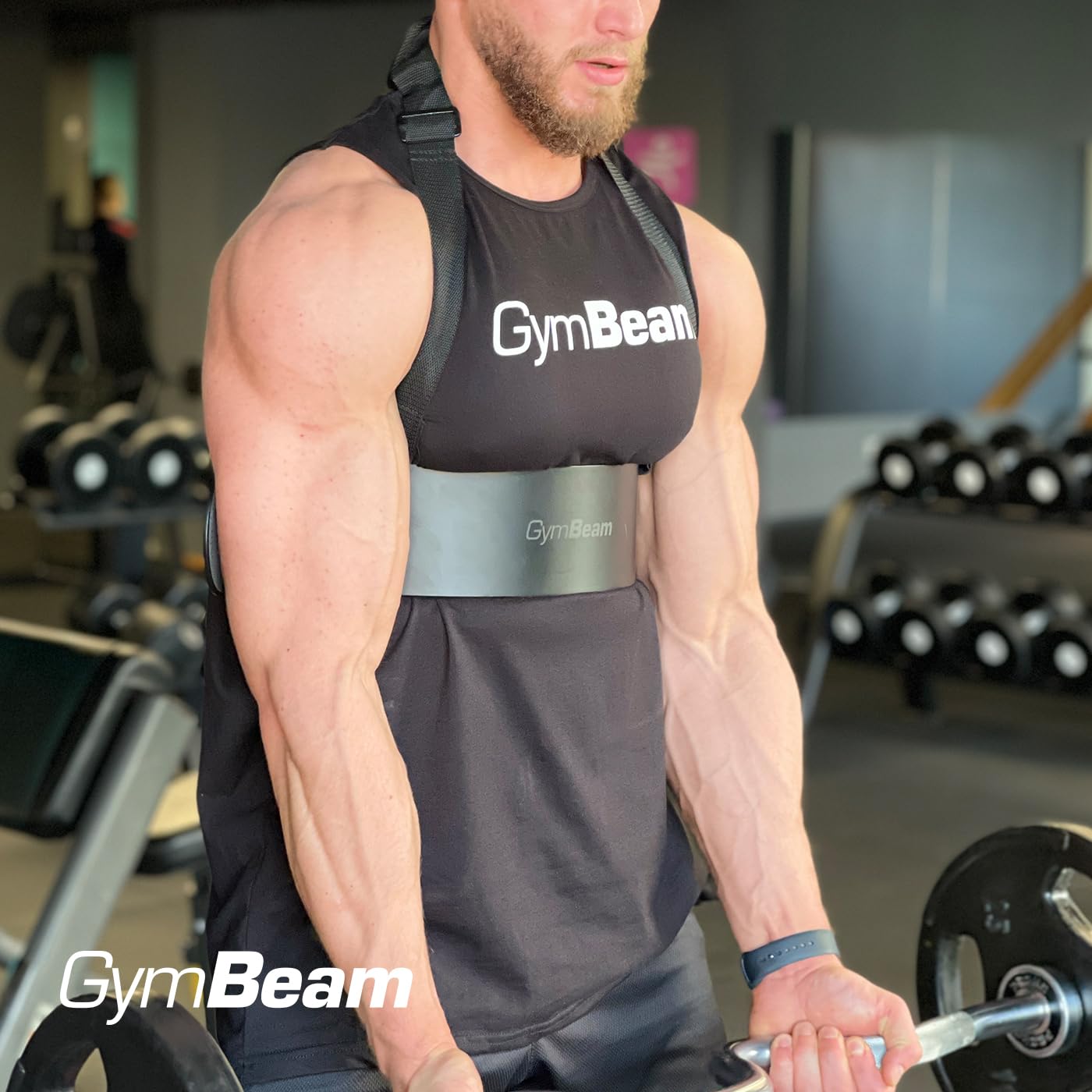GymBeam Isolatore Bicipiti Blaster, Arm Blaster, Attrezzo per l'Allenamento delle Braccia, Realizzato in Ferro Solido, Cinghia Regolabile, 58,8 cm x 10 cm x 8 cm, Ideale per Isolare i Bicipiti