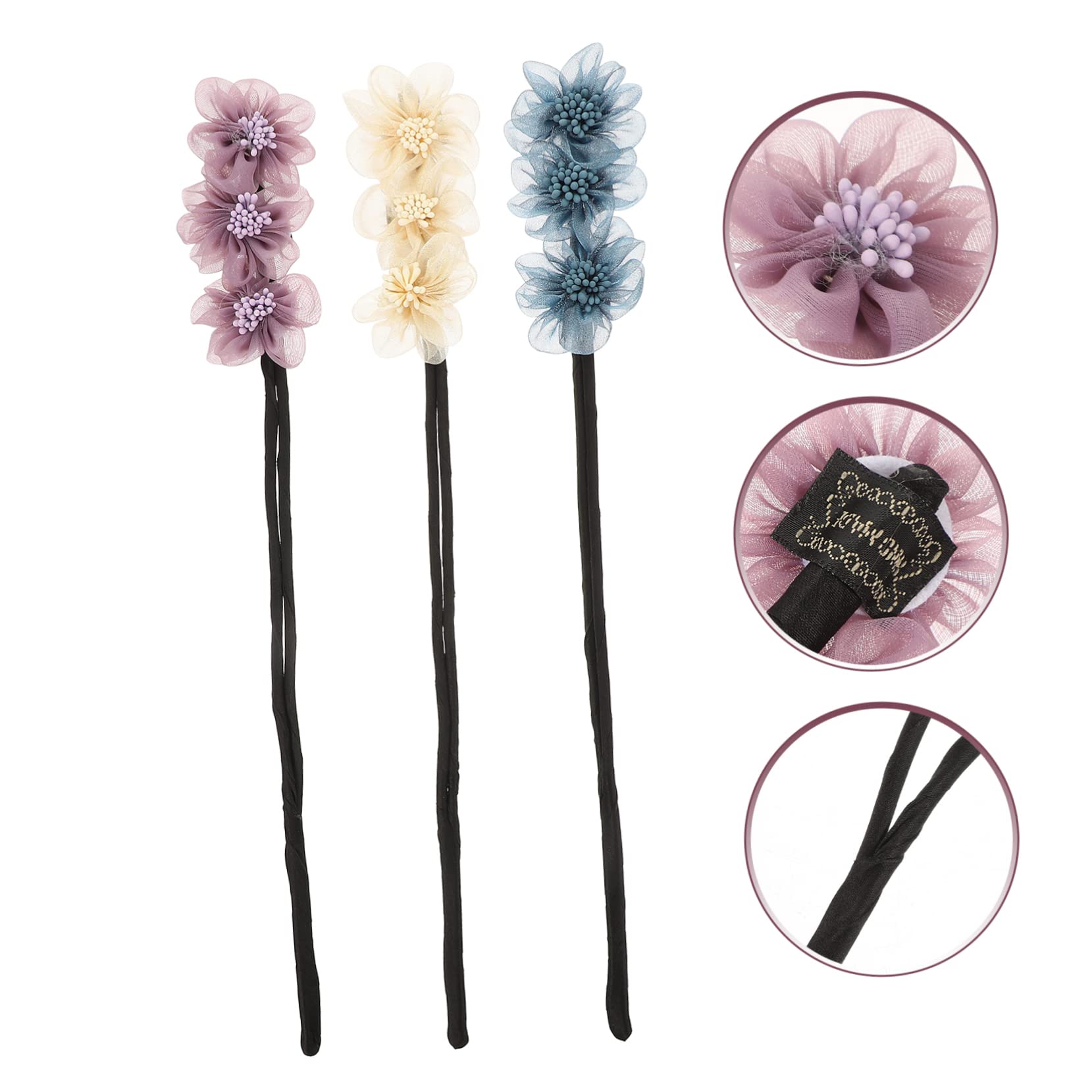 Ipetboom 4 Set Di Strumenti Per Chignon Bigodini Facili Da Usare Elastici Per A Forma Di Fiore 3 Pezzi*4