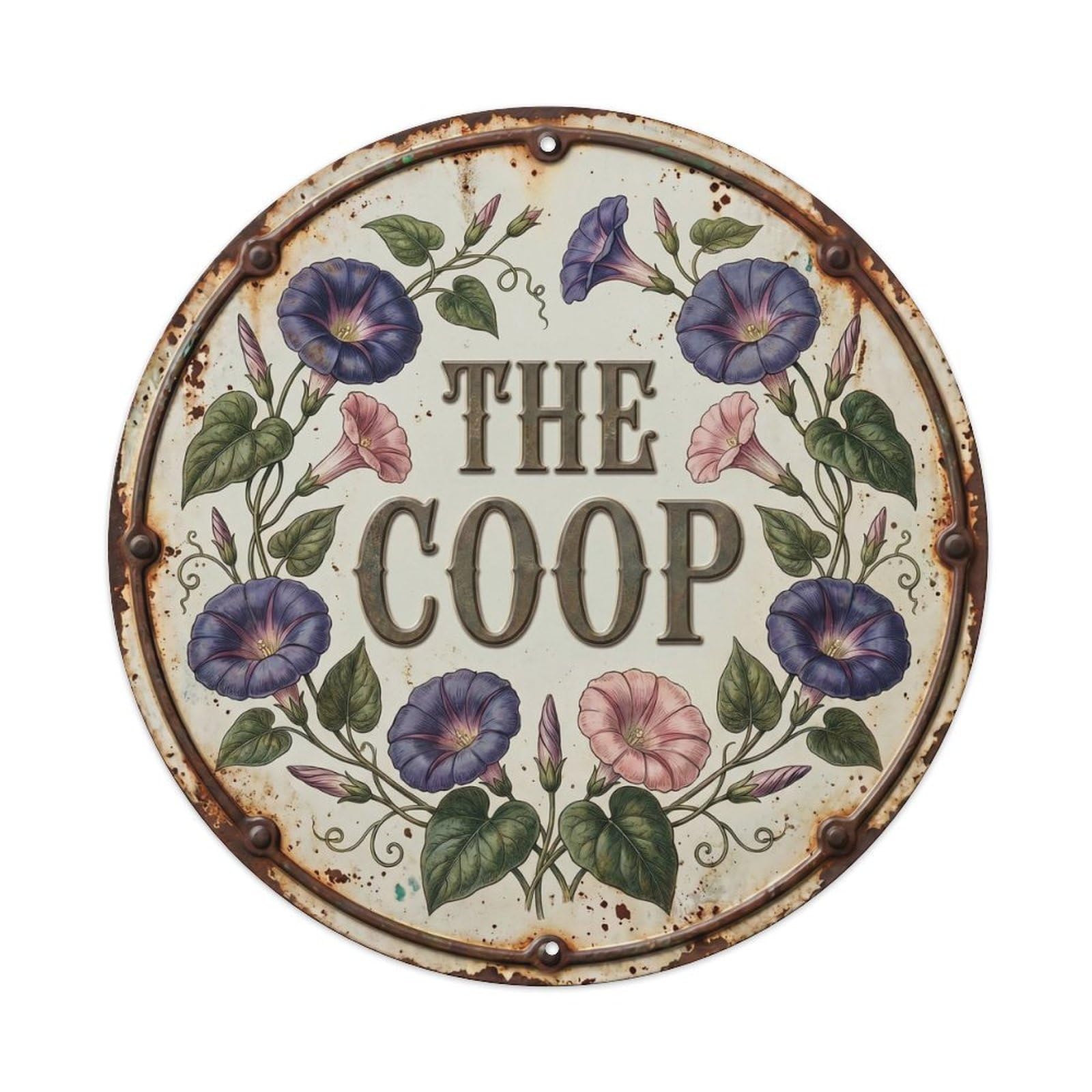 Morning Glory Coop Botanical Floral Farmhouse Label Metal Tin Sign