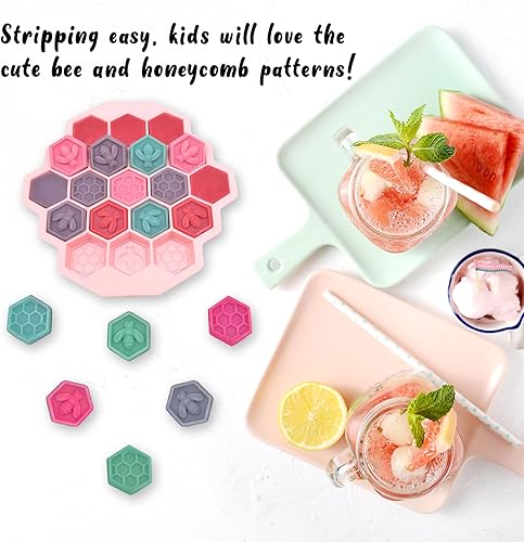 Miniatura 6 de LIOUCBD - 3 moldes de silicona antiadherentes para panal, forma de panal, 19 cavidades para hornear pasteles, moldes de silicona de grado