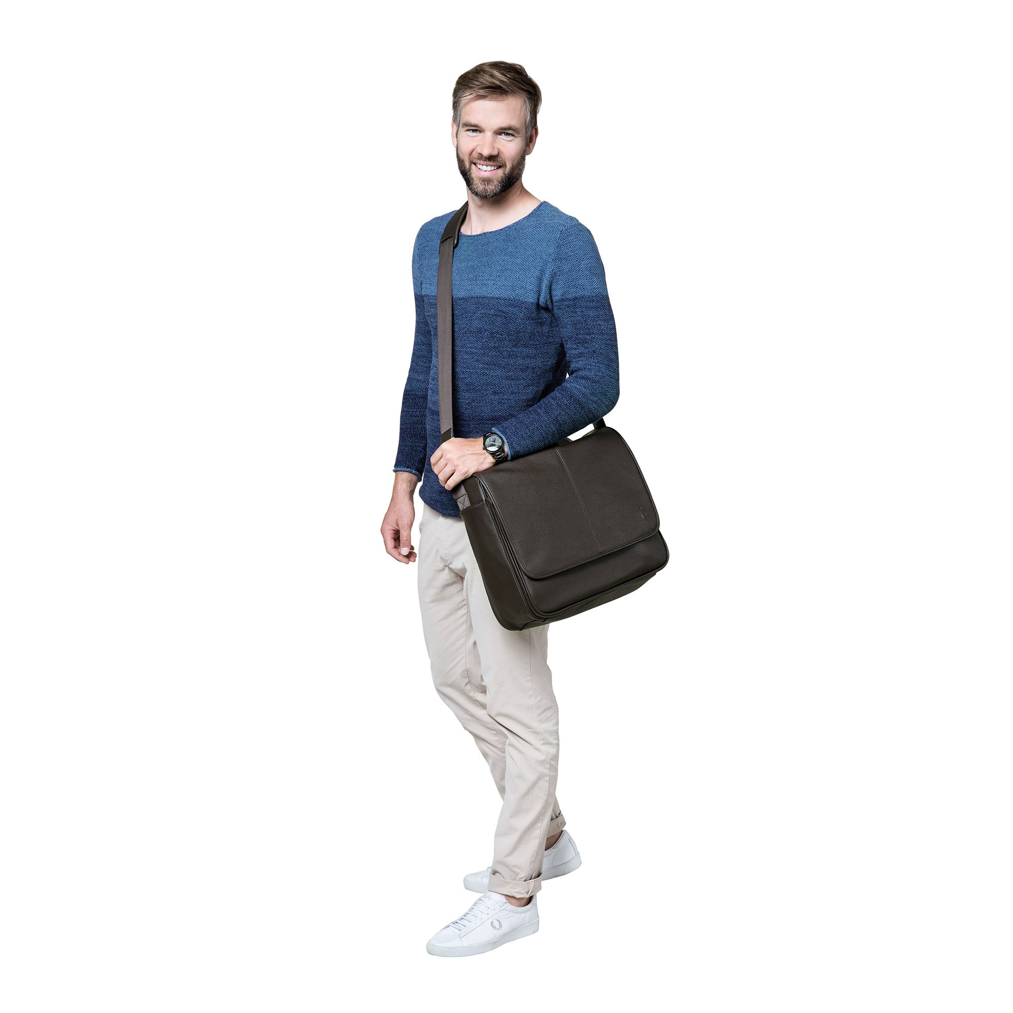 LÄSSIG Baby Wickeltasche Stylische Umhängetasche Papa Männer inkl. Wickelzubehör Arbeitstasche/Tender Toby Bag braun