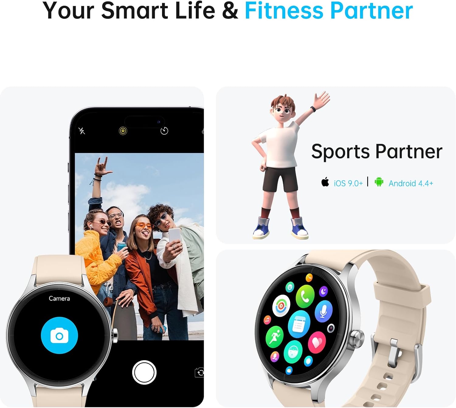 Smart Watch for Men Women, 1.27" HD Touchscreen Fitness Tracker, Bluetooth Calling, 100+ Sports Modes, Heart Rate Sleep Monitor, DIY Dial, IP68 Waterproof, Compatible with Android & iOS - Image 9