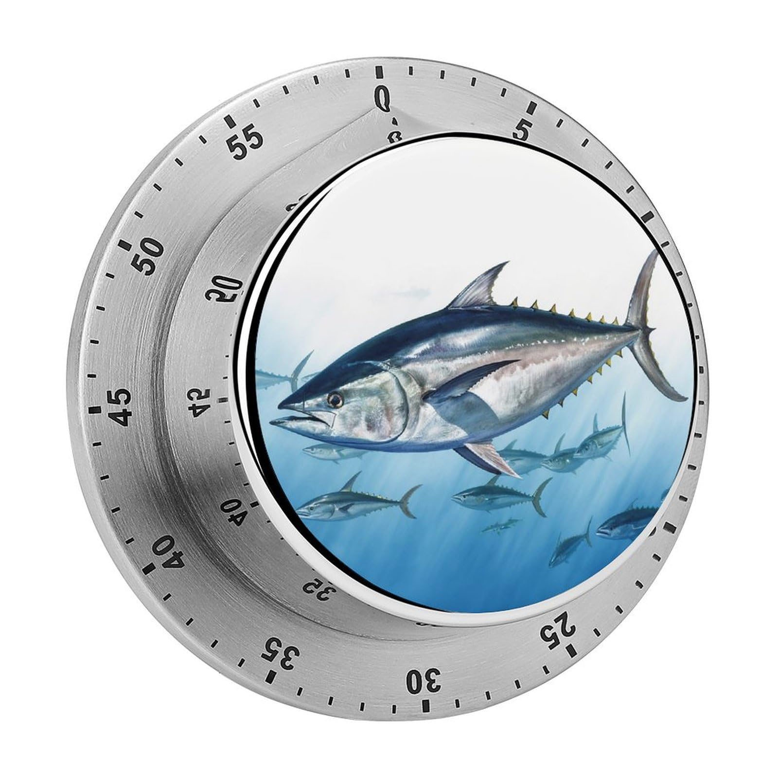 Bluefin Tuna Thunnus Kitchen Timer for Cooking,Chef Cooking Timer Clock with Loud Alarm Stainless Steel Countdown Timer No Batteries for Home Baking Cooking