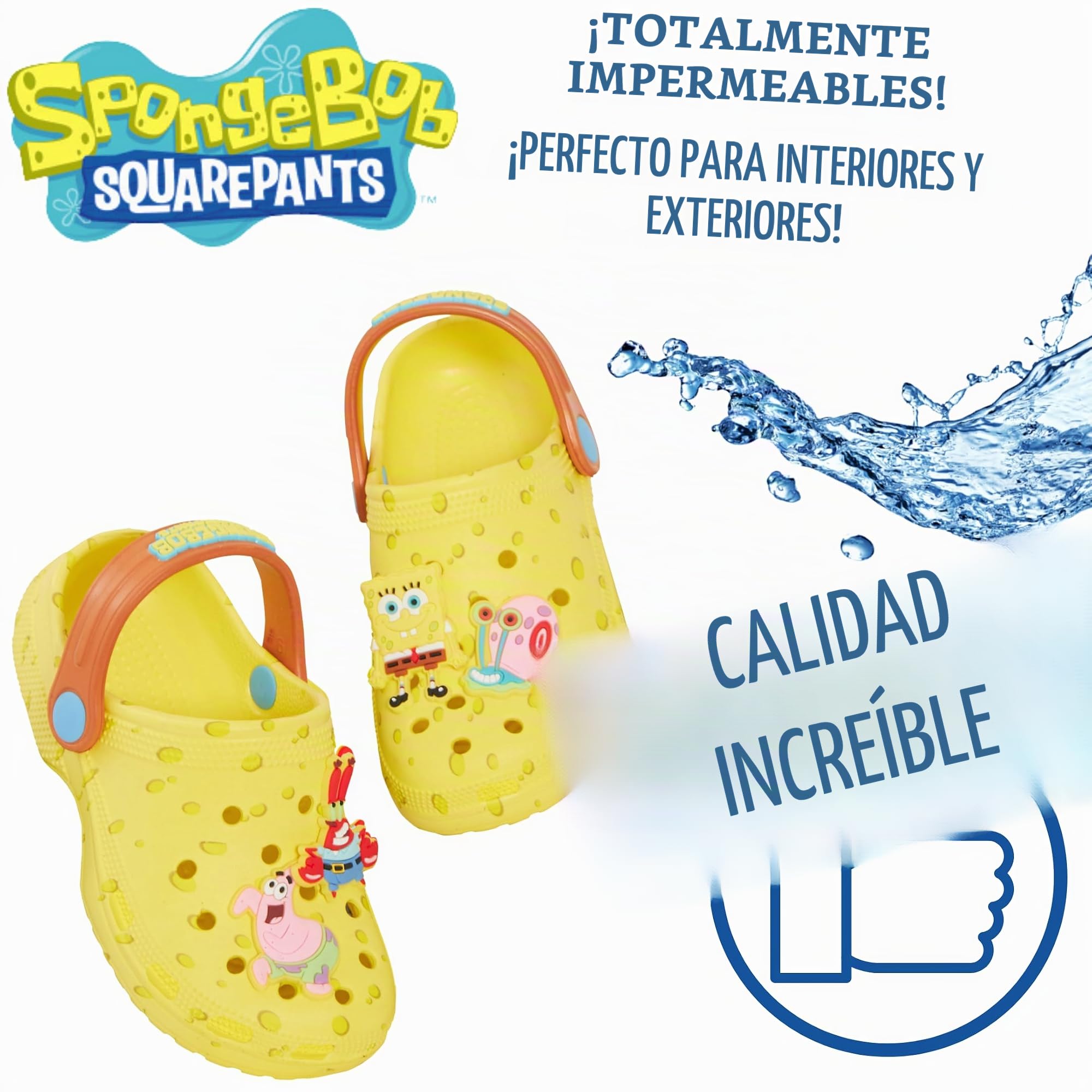 SPONGEBOB SQUAREPANTS Zuecos Charms Sandalias para niños Chanclas de Verano con Correa Trasera Zapatos de Playa Vacaciones