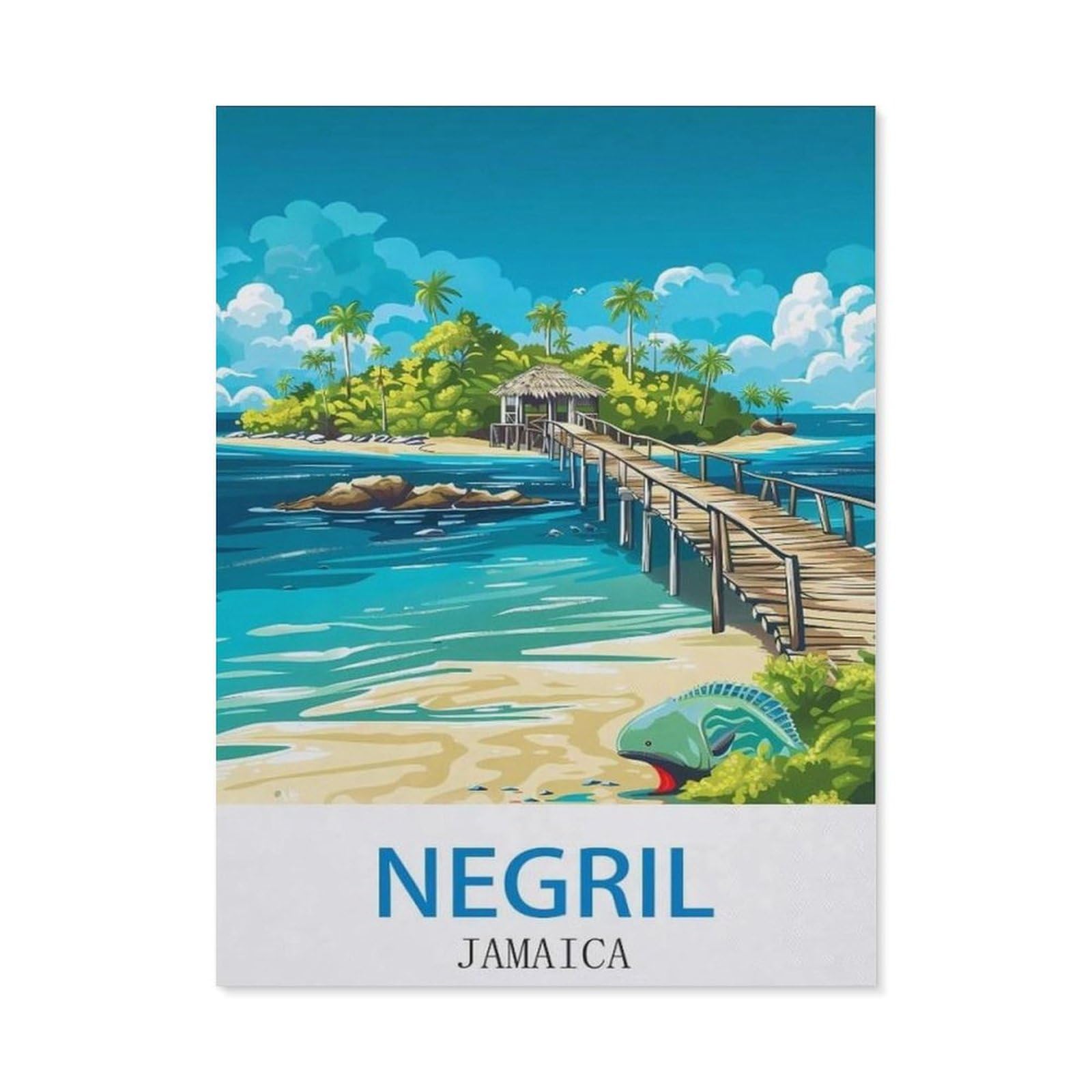 Tin Sign，Negril Jamaica，Father's Day Gift Home Pub Outdoor Funny Retro Vintage Garden Bar Wall Plaque Man Cave Memorabilia(20x30cm）8x12 inch-ED22