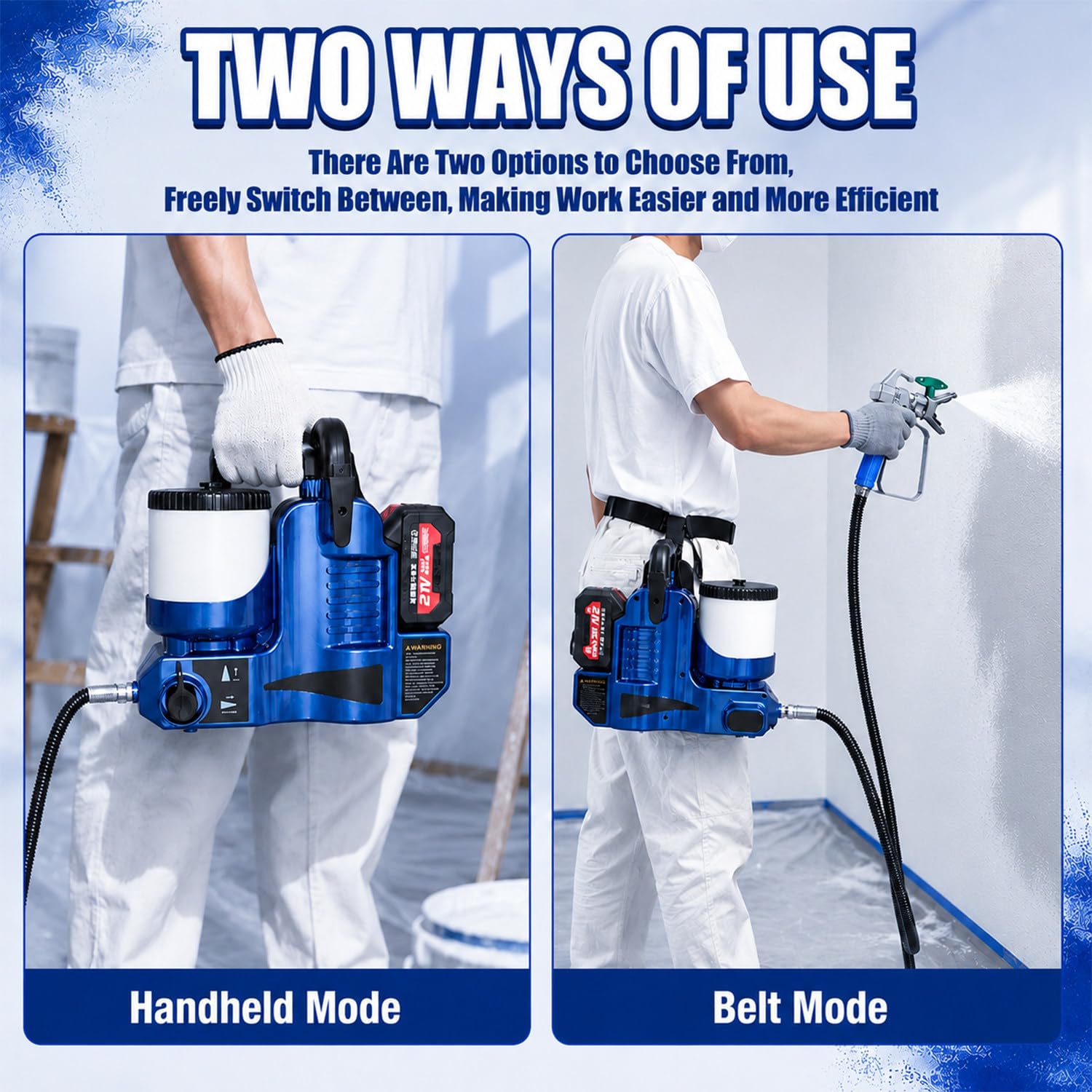 Pistola De Pintura Electrica,Maquina De Pintura Airless,Pistola De Pintar | Capacidad De 1.2 L, Barra De Extensión De 30 Cm, Presión De 12.5 Mpa, Presión Ajustable En 6 Niveles, Caudal De 2 L/Min