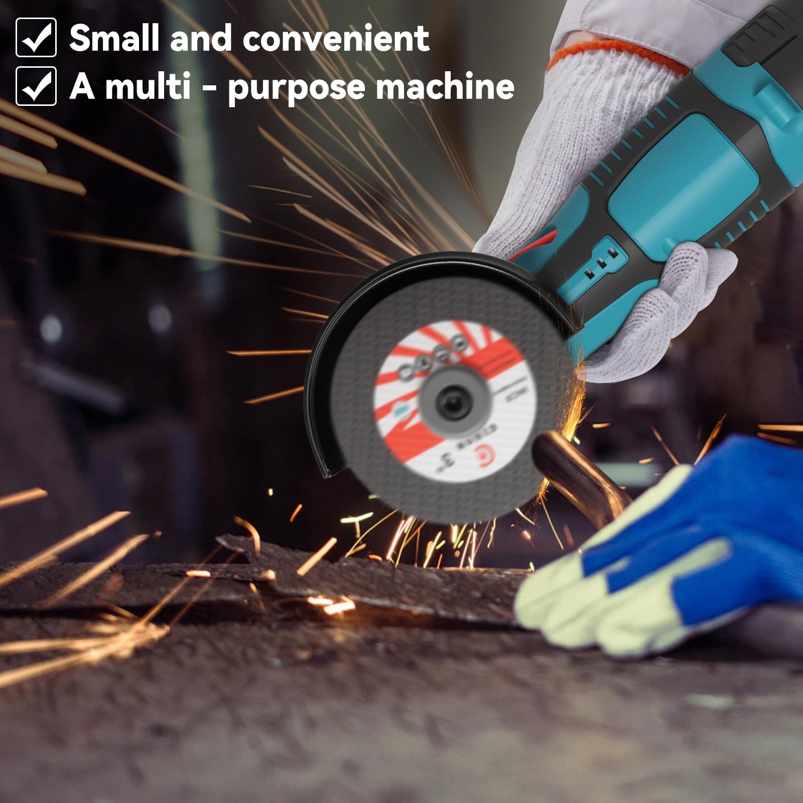 Mini Meuleuse D'Angle Sans Fil 18000RPM, 12V Professional Disqueuse Sans Fil avec 10 Disques de Coupe et de Polissage pour le Meulage et la Coupe (Bleu)
