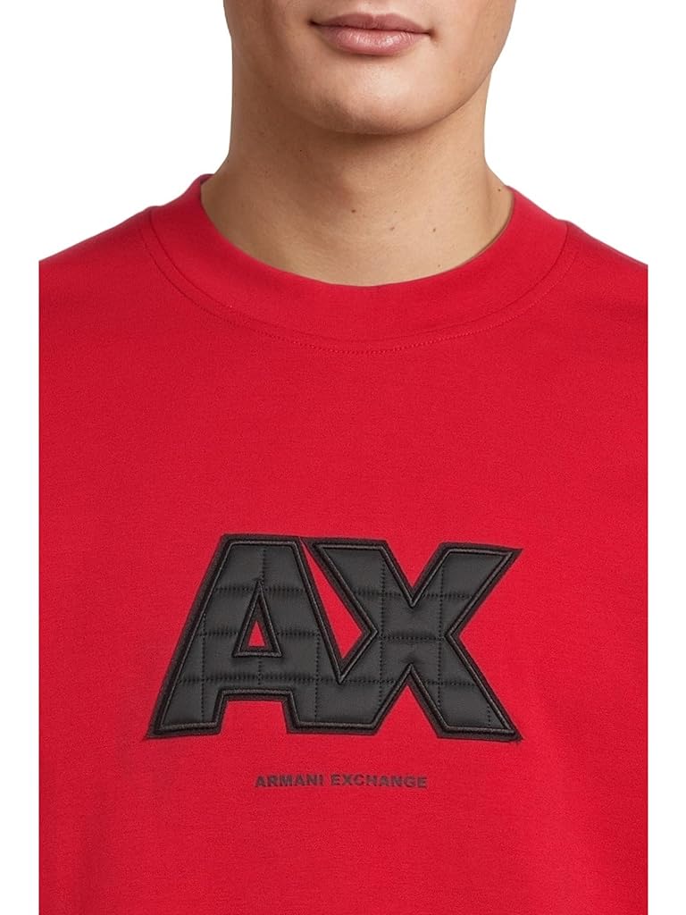 Red Armani Exchange Puffer Logo Pullover Sweatshirt
