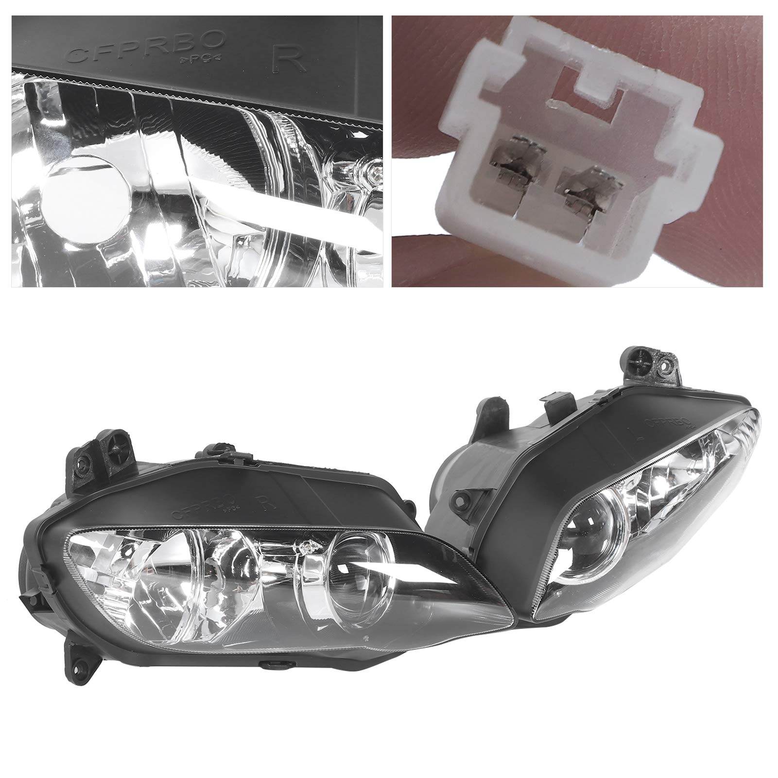 Motorrad-Scheinwerfer-Gehäuselinse, YZF 1000 R1 2004–2006 Links Rechts Ersatz, Schwarze, Transparente Scheinwerferabdeckung für Verbesserte Sicht
