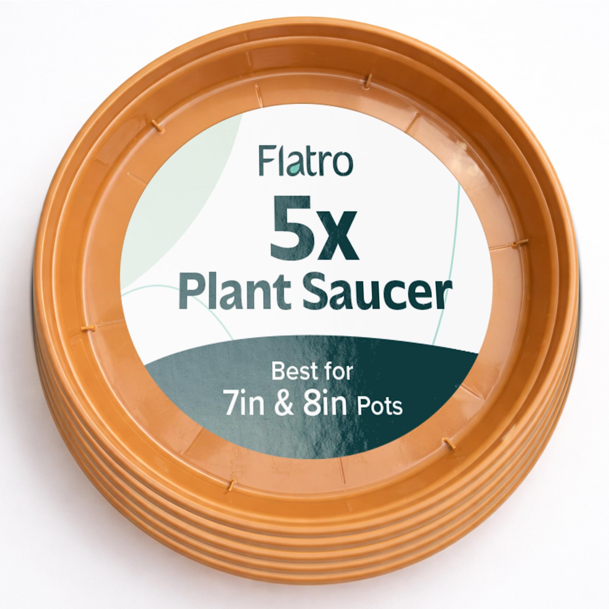 Flatro Plant Pot Saucers | Pack of 5 Terracotta Saucer to Hold 7-8 inches Pots | Plant Drip Tray for Home & Balcony | Flowerpot Saucers for Indoor Repotting | Surface Protection for Succulent Plants