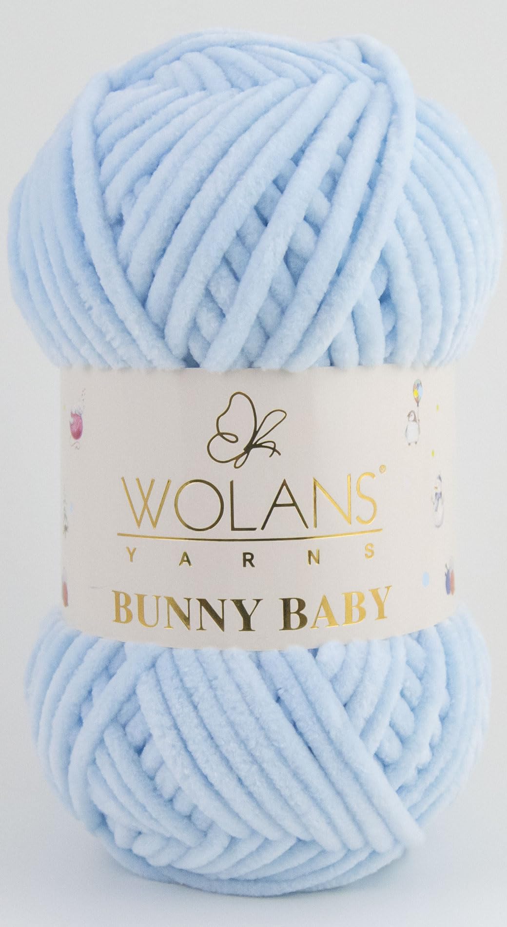 Wolans Bunny Baby Chenille Style Yarn Wool 70 Colours Available 100g Balls (Light Blue Col 11)
