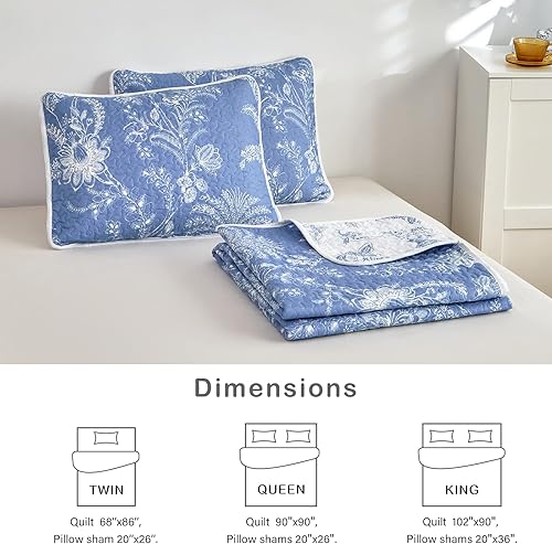 Vista 6 de Flysheep Juego de edredón reversible tamaño individual, juego de ropa de cama de verano de 2 piezas con estampado botánico floral botánico blanco