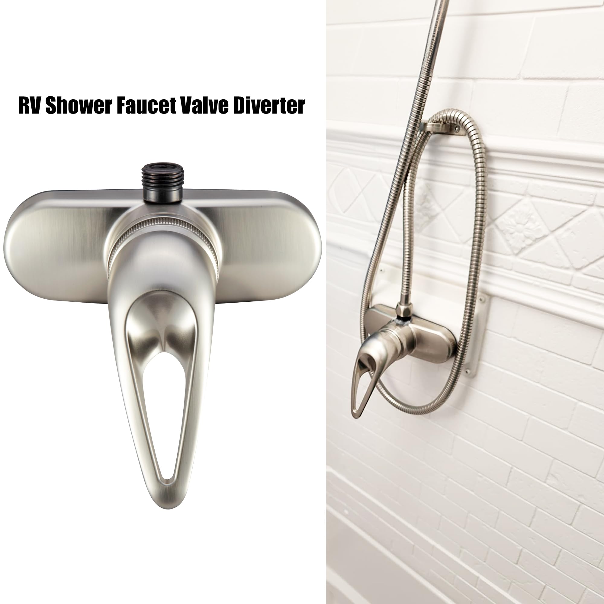 Válvula desviadora para grifo de ducha de una sola palanca Dura Faucet para vehículos recreativos - Para: vehículos recreativos, casas rodantes, quinta rueda, remolcables (níquel satinado cepillado)