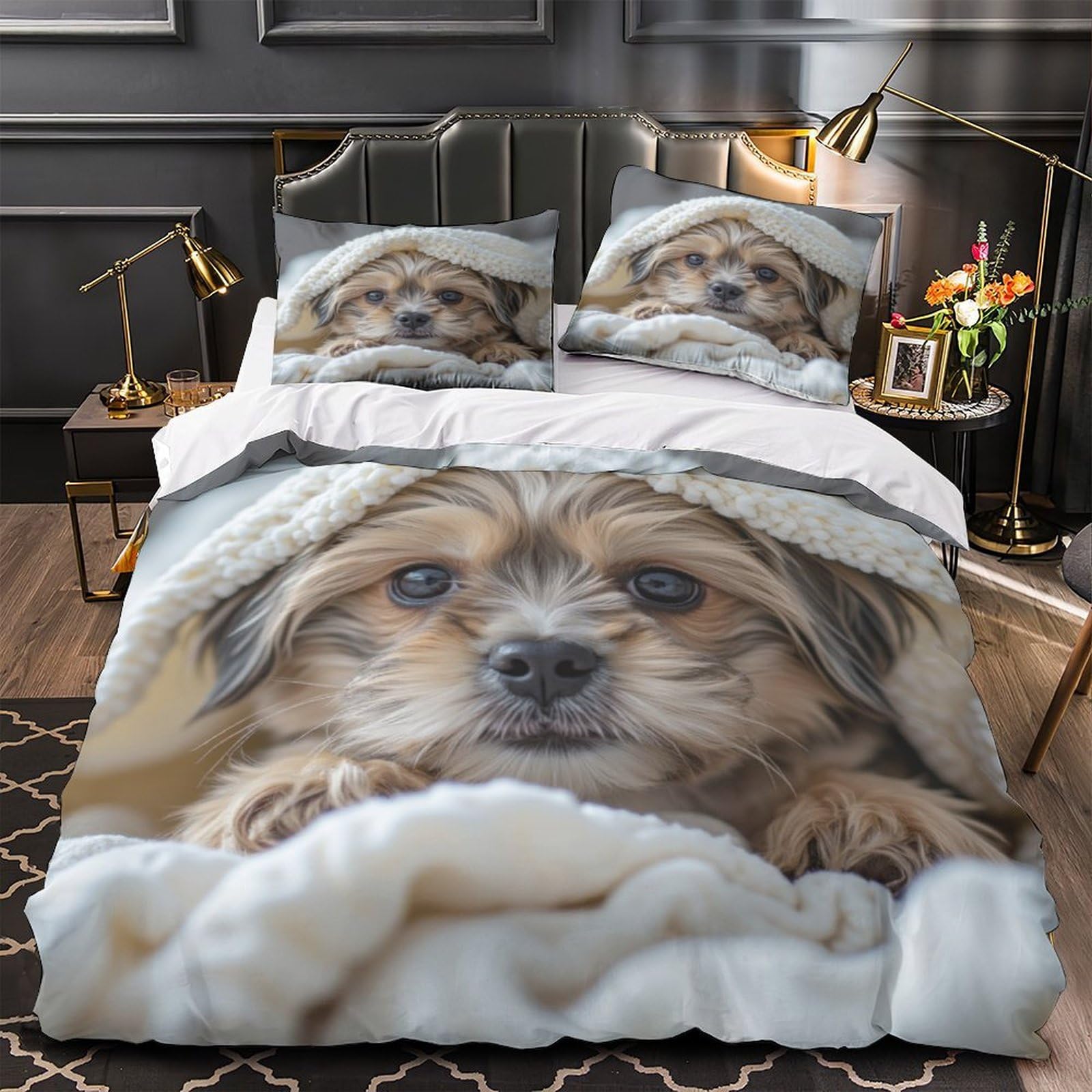 Chiot mignon housse de couette 3D pour créer un nid douillet dans la chambre enfant